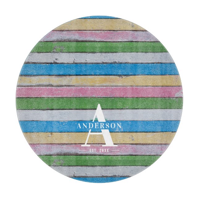 Rustic Wood Pastel Stripes Family Name (Framsidan)