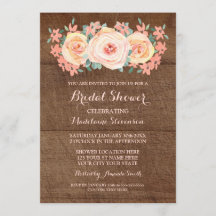 Rustic Wood Peach Watercolor Blommigt Möhippa