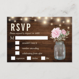 Rustic Wood Peony Blommigt Mason OSA Meal Inbjudningar