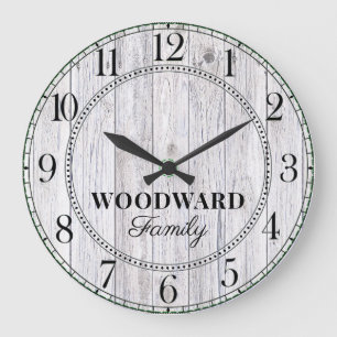 Rustic Wood Personlig Family Namn Stor Klocka