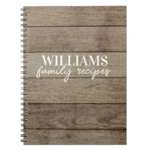 Rustic Wood Personlig Family Recipe Bok Anteckningsbok