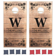 Rustic Wood Personlig Namn Cornhole Set