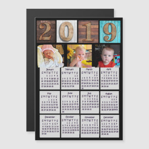 Rustic Wood Personlig Photo 2019 Kalender Magnetisk Inbjudningskort