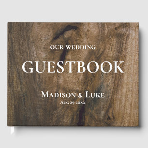 Rustic Wood Personligt bröllp Guestbook Gästböcker