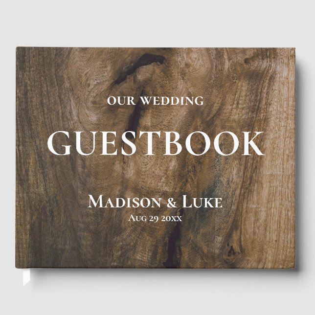 Rustic Wood Personligt bröllp Guestbook Gästböcker (Framsida)