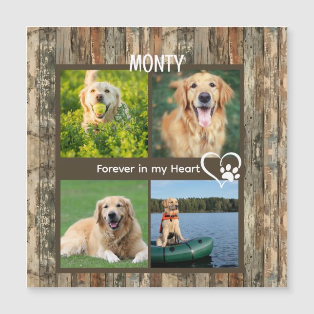 Rustic Wood Pet Keepsake Memorial Photo Collage  (Framsida)