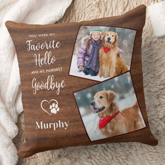 Rustic Wood Pet Loss Keepsaké Pet Hund Memorial Kudde (Skapare uppladdad)