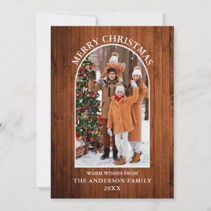 Rustic Wood Photo Arch God jul Julkort