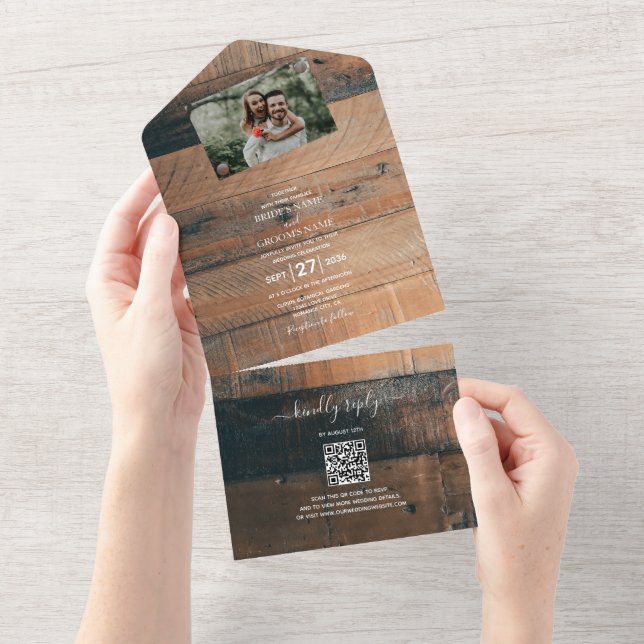 Rustic Wood Photo Bröllop (Tearaway)
