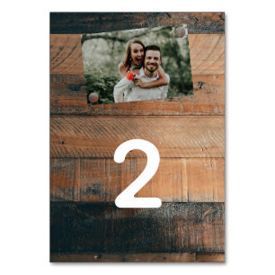 Rustic Wood Photo Bröllop Bordsnummer