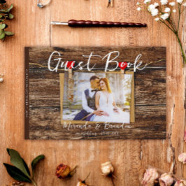 Rustic Wood Photo Bröllop Gästböcker