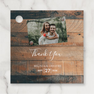 Rustic Wood Photo Bröllop Gift Gåvor Etiketter