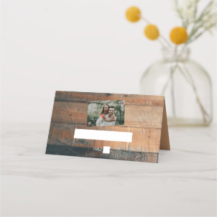 Rustic Wood Photo Bröllop Place Card Placeringskort