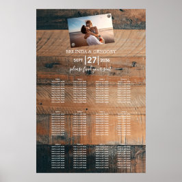 Rustic Wood Photo Bröllop Seating Chart Poster