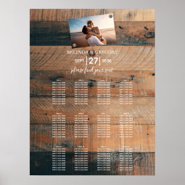 Rustic Wood Photo Bröllop Seating Chart Poster