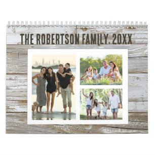 Rustic Wood Photo Collage 36-Image Family Kalender