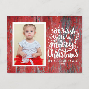 Rustic Wood Photo God jul Card Vykort