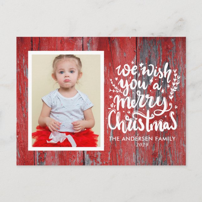 Rustic Wood Photo God jul Card Vykort (Framsida)