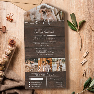 Rustic Wood Photo Monogram Bröllop OSA