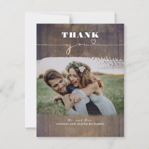 Rustic Wood Photo Overlay Bröllop Tack Kort