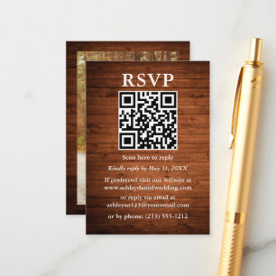 Rustic Wood Photo QR-Bröllop OSA Tilläggskort