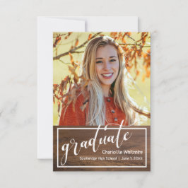Rustic Wood Photo Studenten Announcement Inbjudan