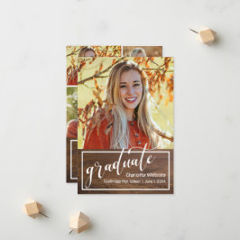Rustic Wood Photo Studenten Announcement Inbjudan