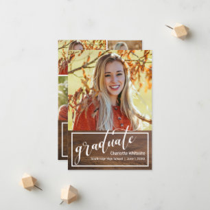Rustic Wood Photo Studenten Announcement Inbjudan