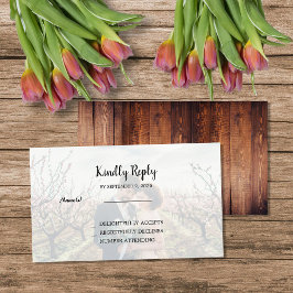Rustic wood photo Wedding budget RSVP Tilläggskort