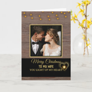 Rustic Wood plank God jul till min fru Kort