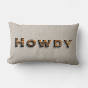 Rustic Wood Planks Howdy Typography Lumbarkudde