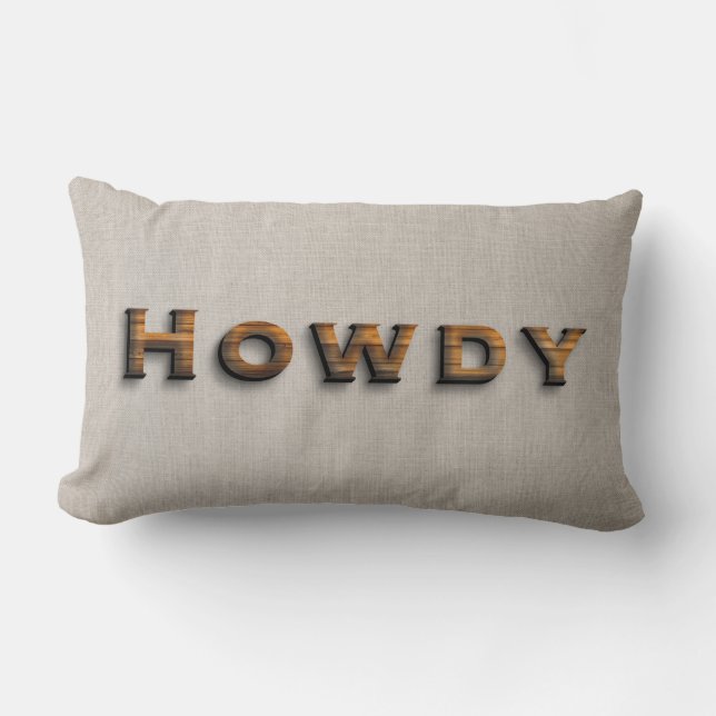 Rustic Wood Planks Howdy Typography Lumbarkudde (Framsida)