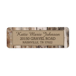 Rustic Wood Planks Land Westerna Bröllop-etikett Returadress Etikett