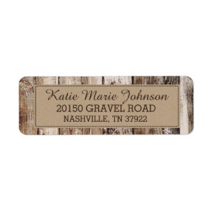 Rustic Wood Planks Land Westerna Bröllop-etikett Returadress Etikett