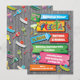 Rustic Wood Planks Mexican Fiesta Party bjudan Inbjudningar