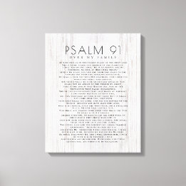 Rustic Wood Psalm 91 Över min familjs kristna teck Canvastryck