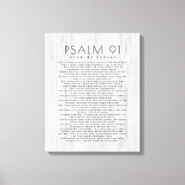 Rustic Wood Psalm 91 Över min familjs kristna teck Canvastryck