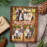 Rustic Wood Push Script Family 3 Photo Helgdagars Vykort<br><div class="desc">Rustic Wood Push Script Family 3 Photo Glad helg vycard</div>