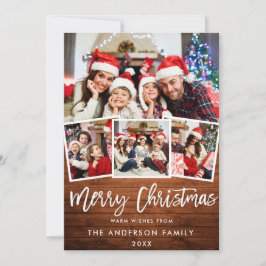 Rustic Wood Push Script Star 4 Fotojul Julkort