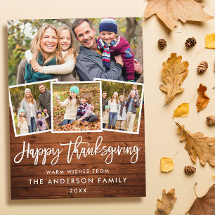 Rustic Wood Push Script Thanksgiving 4 Foto Vykort