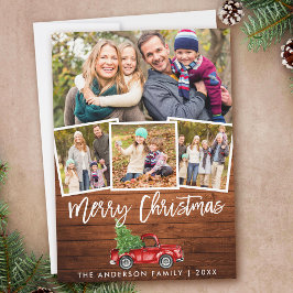 Rustic Wood Push Script Vintage Lastbil 4 Photo Julkort