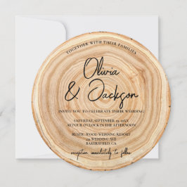 Rustic Wood QR Code Wedding Inbjudningar