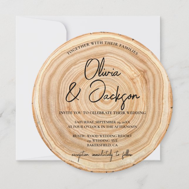 Rustic Wood QR Code Wedding Inbjudningar (Framsida)