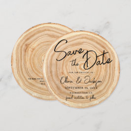Rustic Wood QR Code Wedding Save the Date Inbjudningar