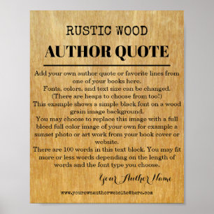 Rustic Wood Quote Author Bok Poster