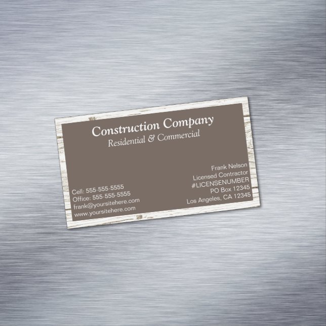 Rustic Wood Ram Brown Rectangle Magnetiska Visitkort (In Situ)