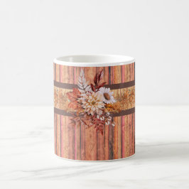 Rustic Wood Rand och Flowers Kaffemugg
