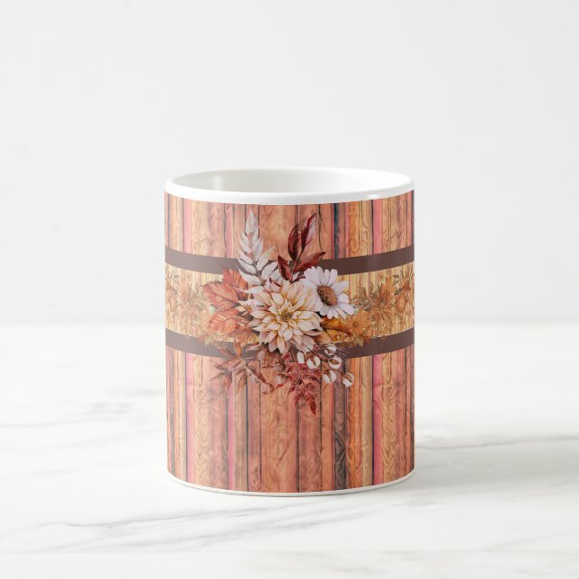 Rustic Wood Rand och Flowers Kaffemugg (Center)