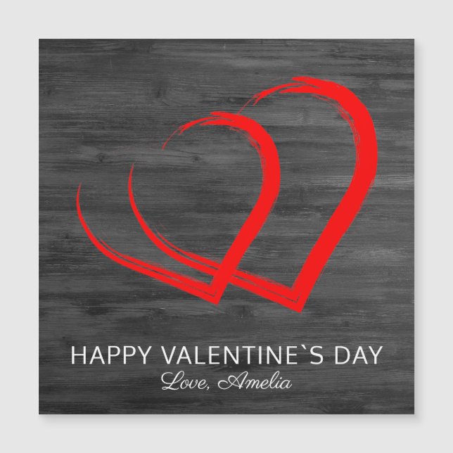 Rustic Wood Red Heart Lycklig Valentine's Day Card (Framsida)