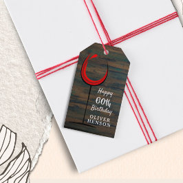Rustic Wood Red Vin 60:e födelsedagen Presentetikett